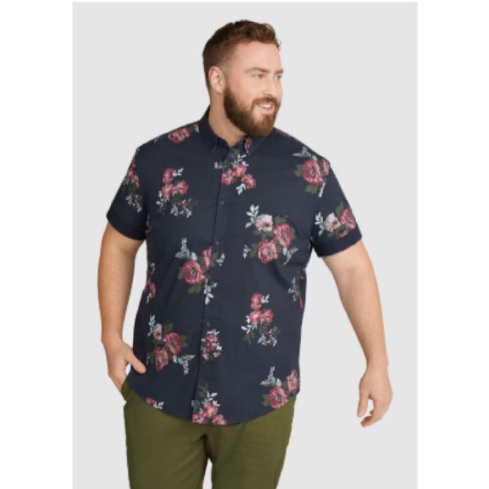 Johnny Bigg Navy Kennedy Floral Stretch Shirt NWT 5XL NWT